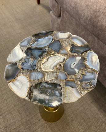 BLUE/GRAY AGATE SIDE TABLE