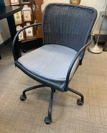 DESK CHAIRWICKER  BLACK WITH CUSHION