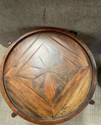 ARHAUS, ROUND TABLE, SOLID WOOD w/ METAL BASE