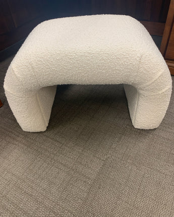 CRATE & BARREL OTTOMAN CREAM TEXTURED FABRIC