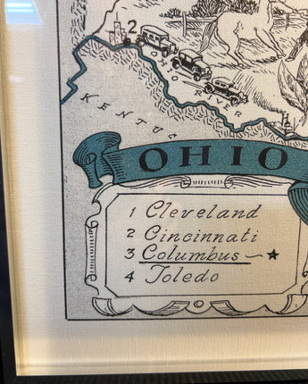 SILVER FRAME WITH WHITE MATTE STATE MAP OF OHIO