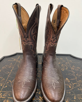 TONY LAMA MENS SIZE 10 BROWN LEATHER BOOTS