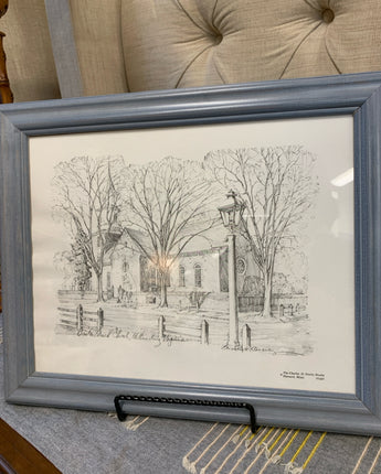 CHARCOAL ARTWORK-CHARLES H. OVERLY BRUTON PARISH CHURCH WILLIAMSBURG VA